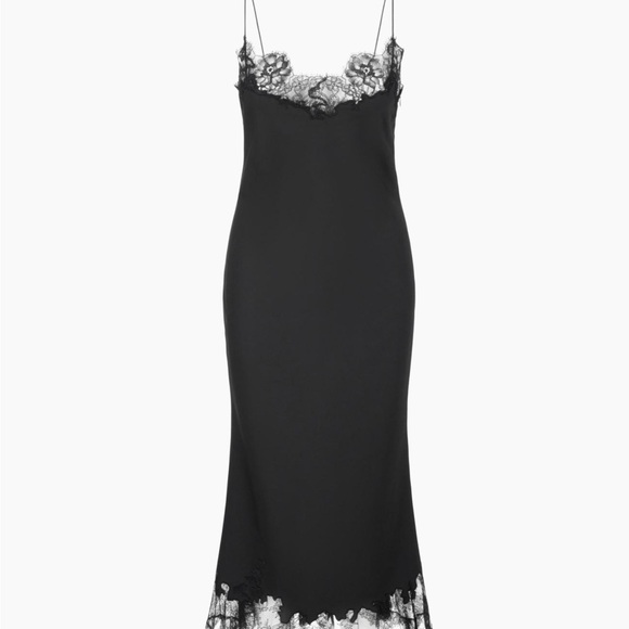 STAUD Dresses & Skirts - STAUD Black Lace-Trim Midi Slip Dress